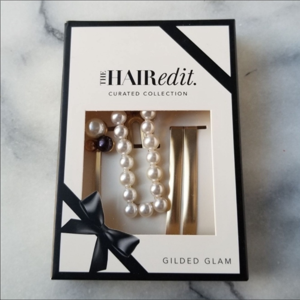 ⛱️🔥NWOT The Hair Edit - White Pearl & Gold Hair Pin Set - OS